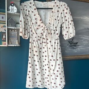 Polka Dot Tie Front Midi Dress – Cottagecore / French Girl